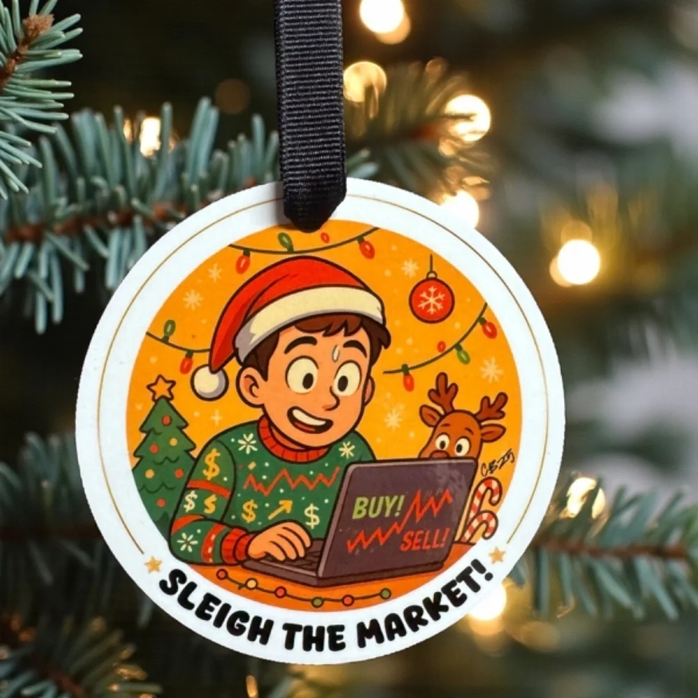 SLEIGH THE MARKET Christmas Ornament - For the Stock Market Whiz! Personalized